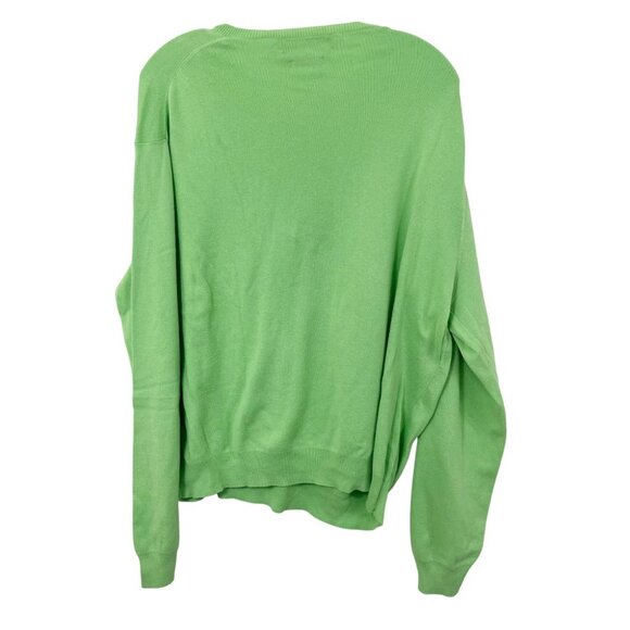 Vintage Polo Ralph Lauren Green & Blue V-Neck Sweater Pima Cotton Size XL - Picture 2 of 5
